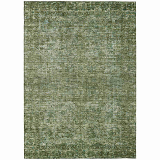 Iriira Green Washable Indoor-Outdoor Rug