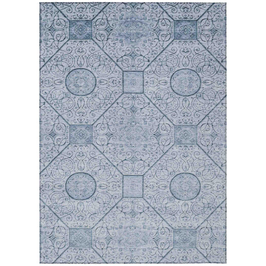 Iriora Blue Washable Indoor-Outdoor Rug