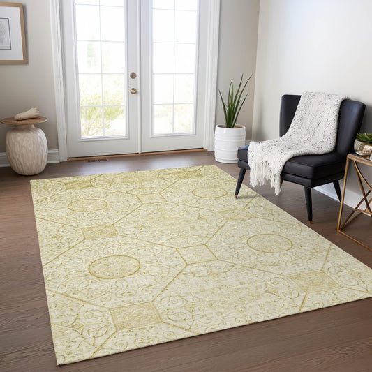 Iriora Gold Washable Indoor-Outdoor Rug
