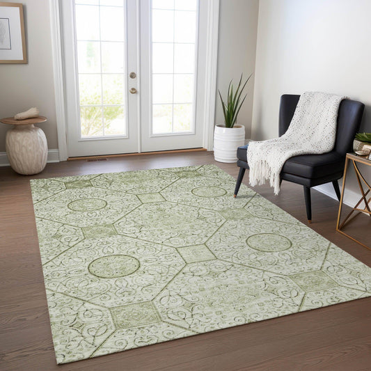 Iriora Green Washable Indoor-Outdoor Rug