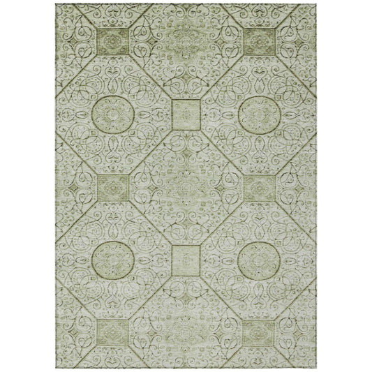 Iriora Green Washable Indoor-Outdoor Rug