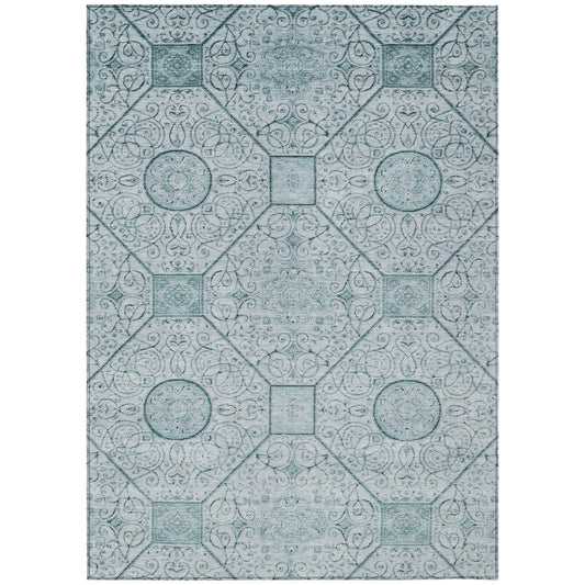 Iriora Teal Washable Indoor-Outdoor Rug