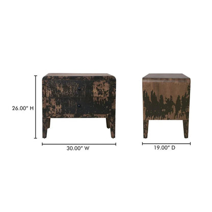 Iris Distressed Black Mango Wood Nightstand - LOOMLAN - Moe's Home - Nightstands