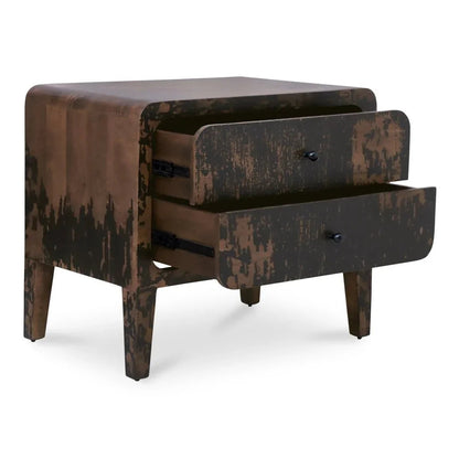 Iris Distressed Black Mango Wood Nightstand - LOOMLAN - Moe's Home - Nightstands