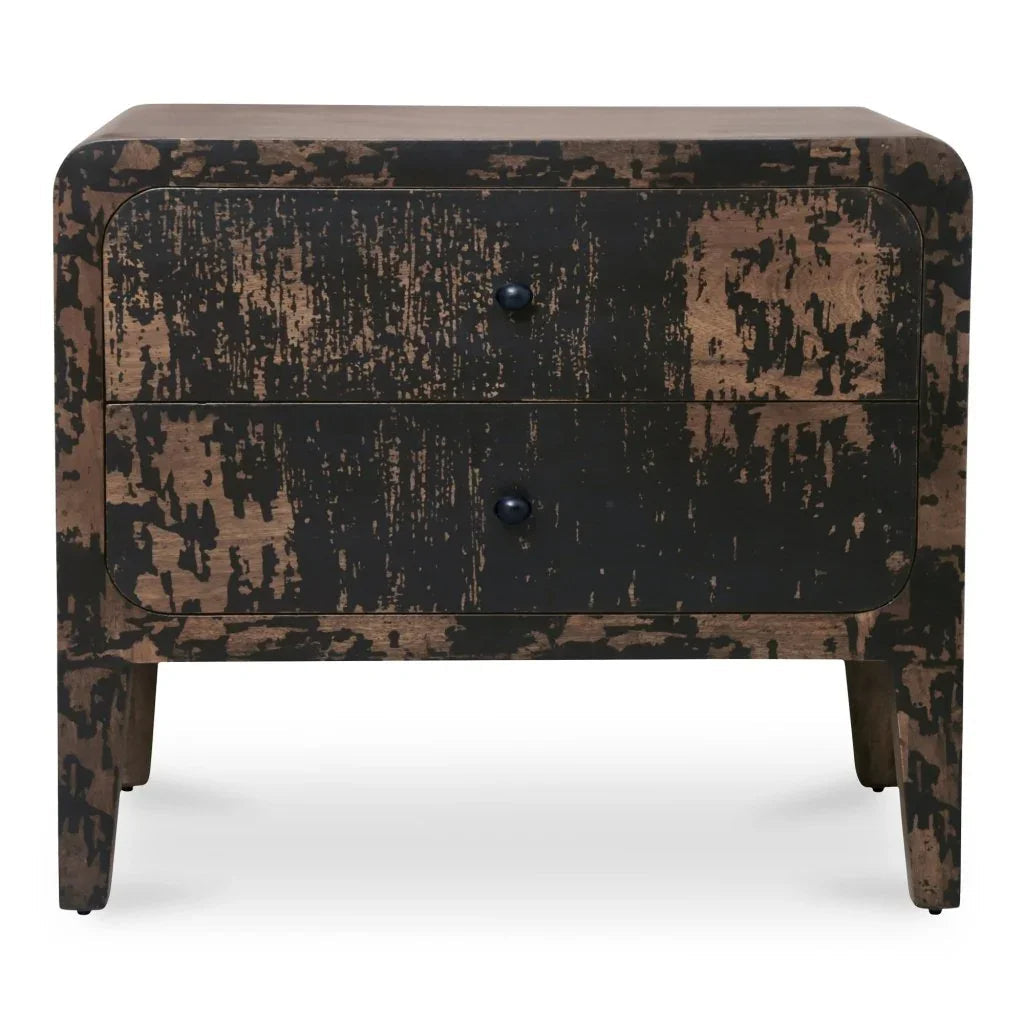 Iris Distressed Black Mango Wood Nightstand - LOOMLAN - Moe's Home - Nightstands