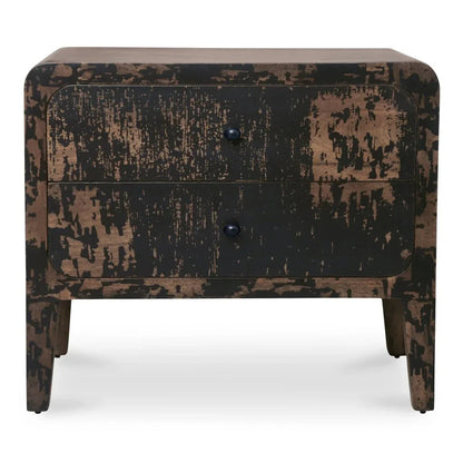 Iris Distressed Black Mango Wood Nightstand - LOOMLAN - Moe's Home - Nightstands