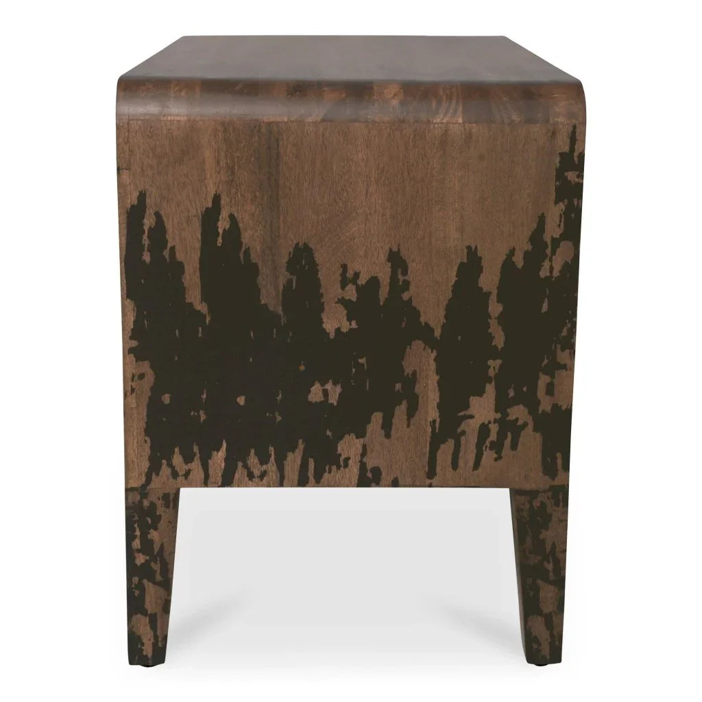 Iris Distressed Black Mango Wood Nightstand - LOOMLAN - Moe's Home - Nightstands