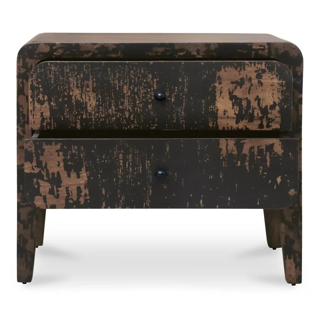 Iris Distressed Black Mango Wood Nightstand - LOOMLAN - Moe's Home - Nightstands