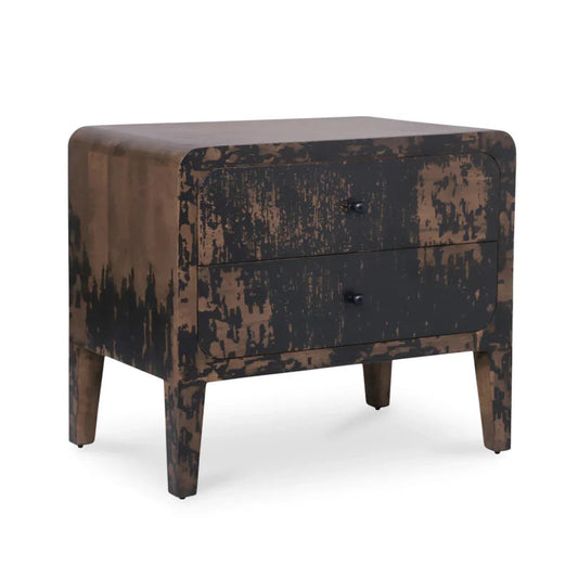 Iris Distressed Black Mango Wood Nightstand - LOOMLAN - Moe's Home - Nightstands