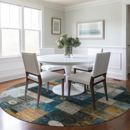 Iris Teal Washable Indoor-Outdoor Rug-Outdoor Rugs-LOOMLAN Rugs-LOOMLAN