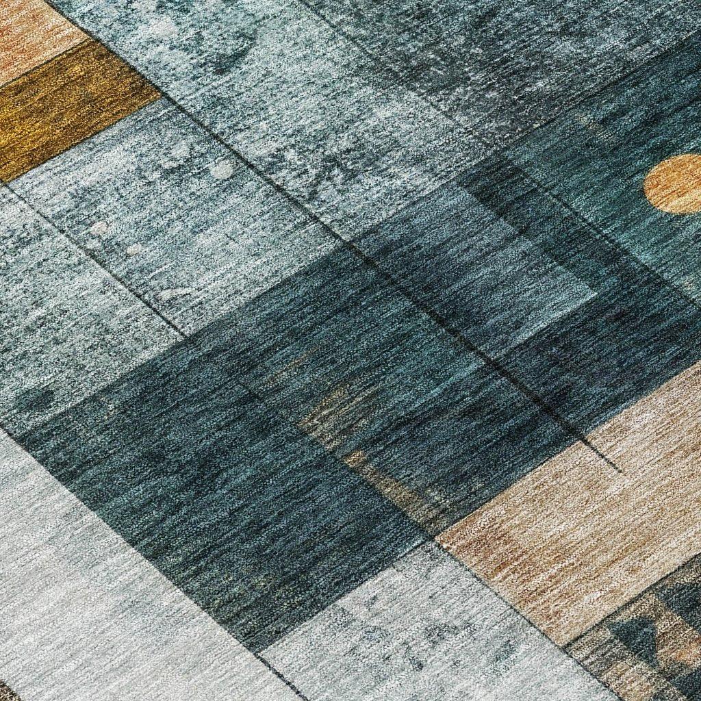 Iris Teal Washable Indoor-Outdoor Rug-Outdoor Rugs-LOOMLAN Rugs-LOOMLAN