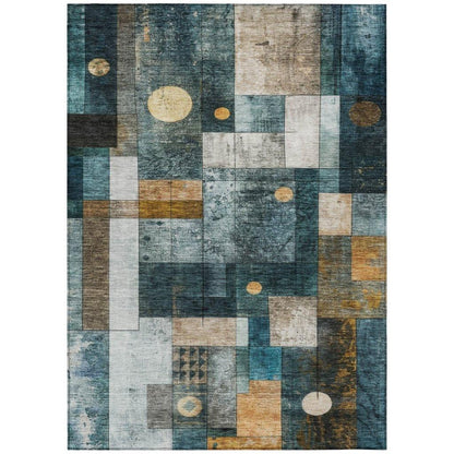 Iris Teal Washable Indoor-Outdoor Rug-Outdoor Rugs-LOOMLAN Rugs-2'6" x 3'10"-LOOMLAN