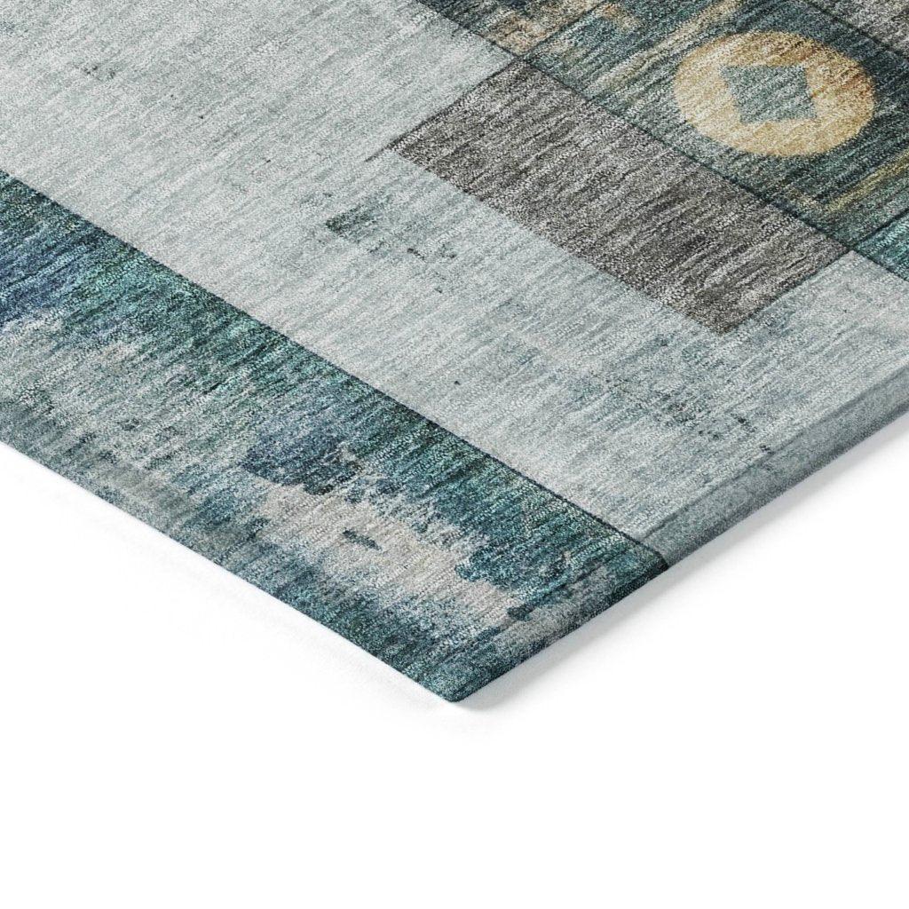 Iris Teal Washable Indoor-Outdoor Rug-Outdoor Rugs-LOOMLAN Rugs-LOOMLAN