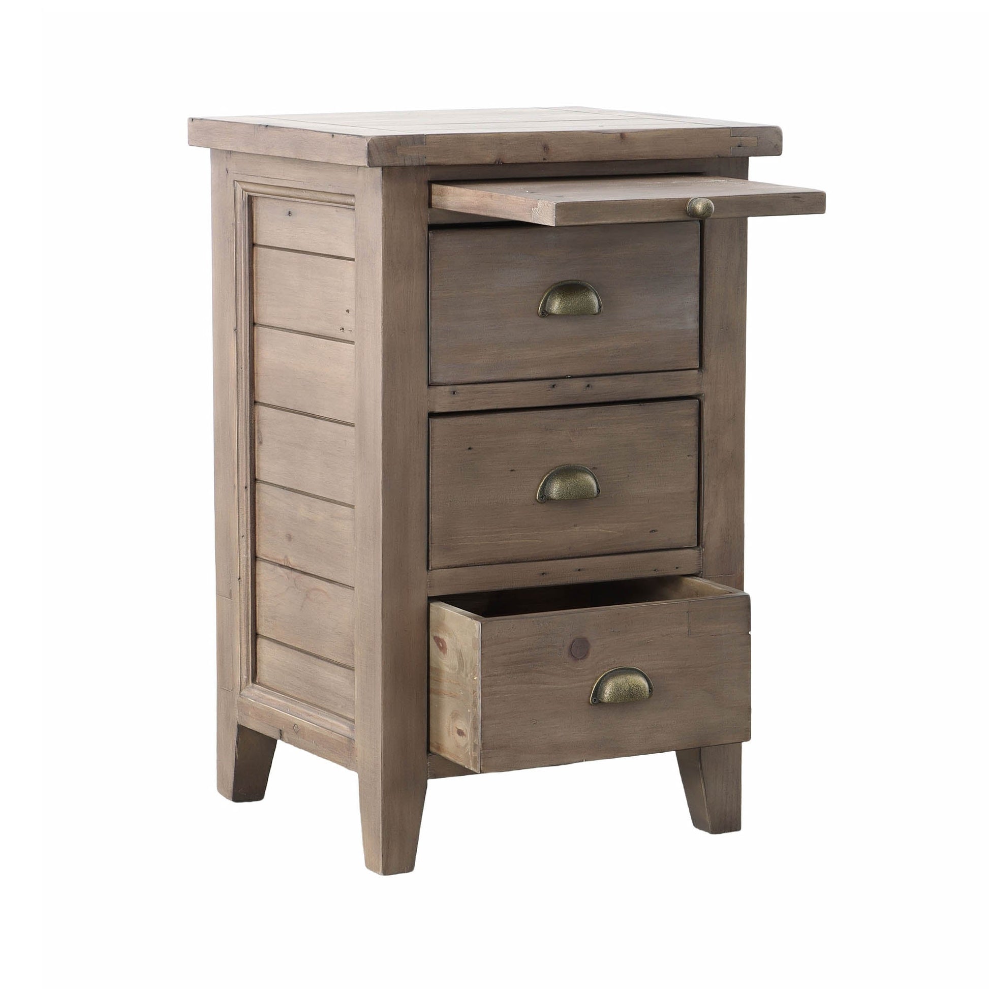 Irish Coast 3 Drawers Wood Nightstand-Nightstands-LH Imports-LOOMLAN