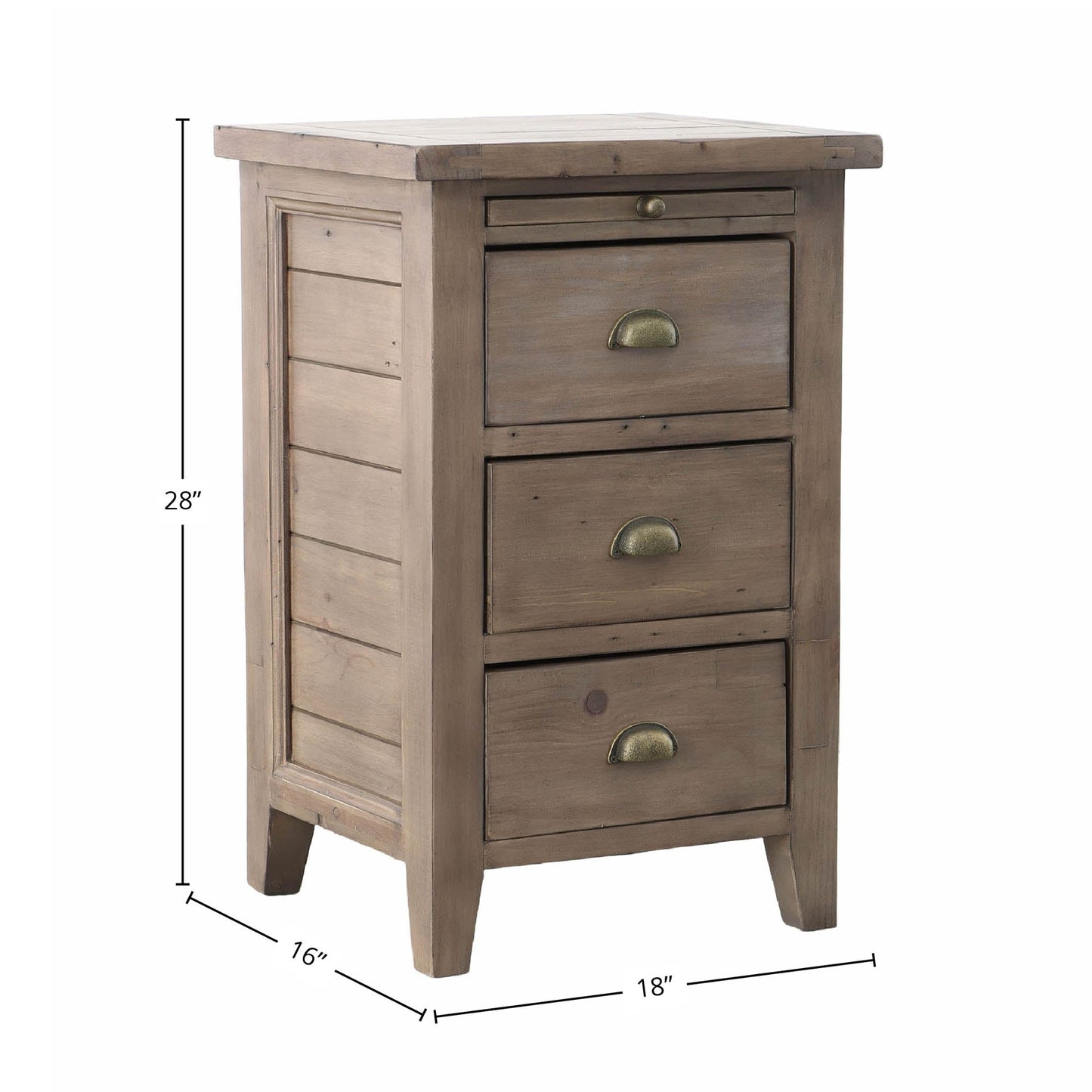 Irish Coast 3 Drawers Wood Nightstand-Nightstands-LH Imports-LOOMLAN
