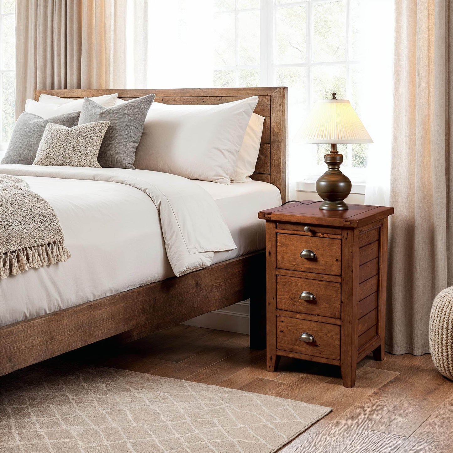 Irish Coast 3 Drawers Wood Nightstand-Nightstands-LH Imports-LOOMLAN