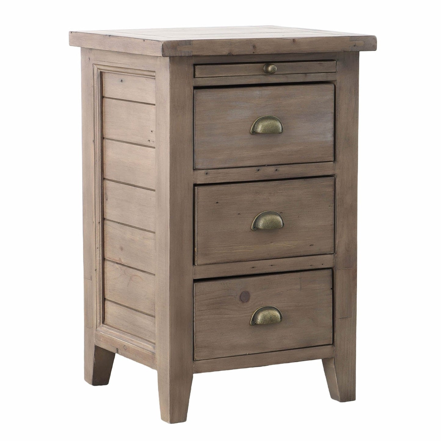 Irish Coast 3 Drawers Wood Nightstand-Nightstands-LH Imports-Light Brown-LOOMLAN