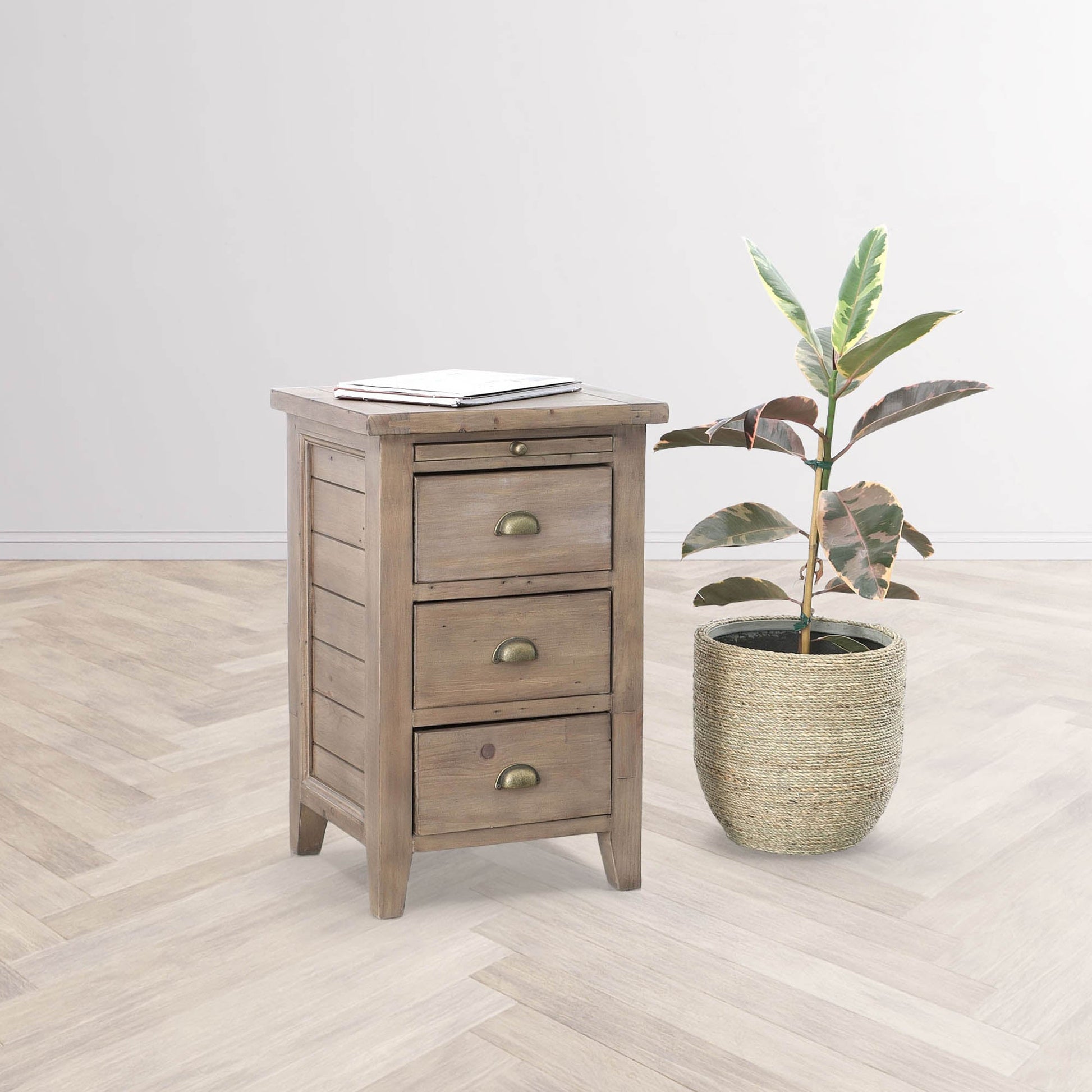 Irish Coast 3 Drawers Wood Nightstand-Nightstands-LH Imports-LOOMLAN