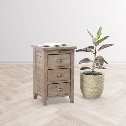 Irish Coast 3 Drawers Wood Nightstand-Nightstands-LH Imports-LOOMLAN