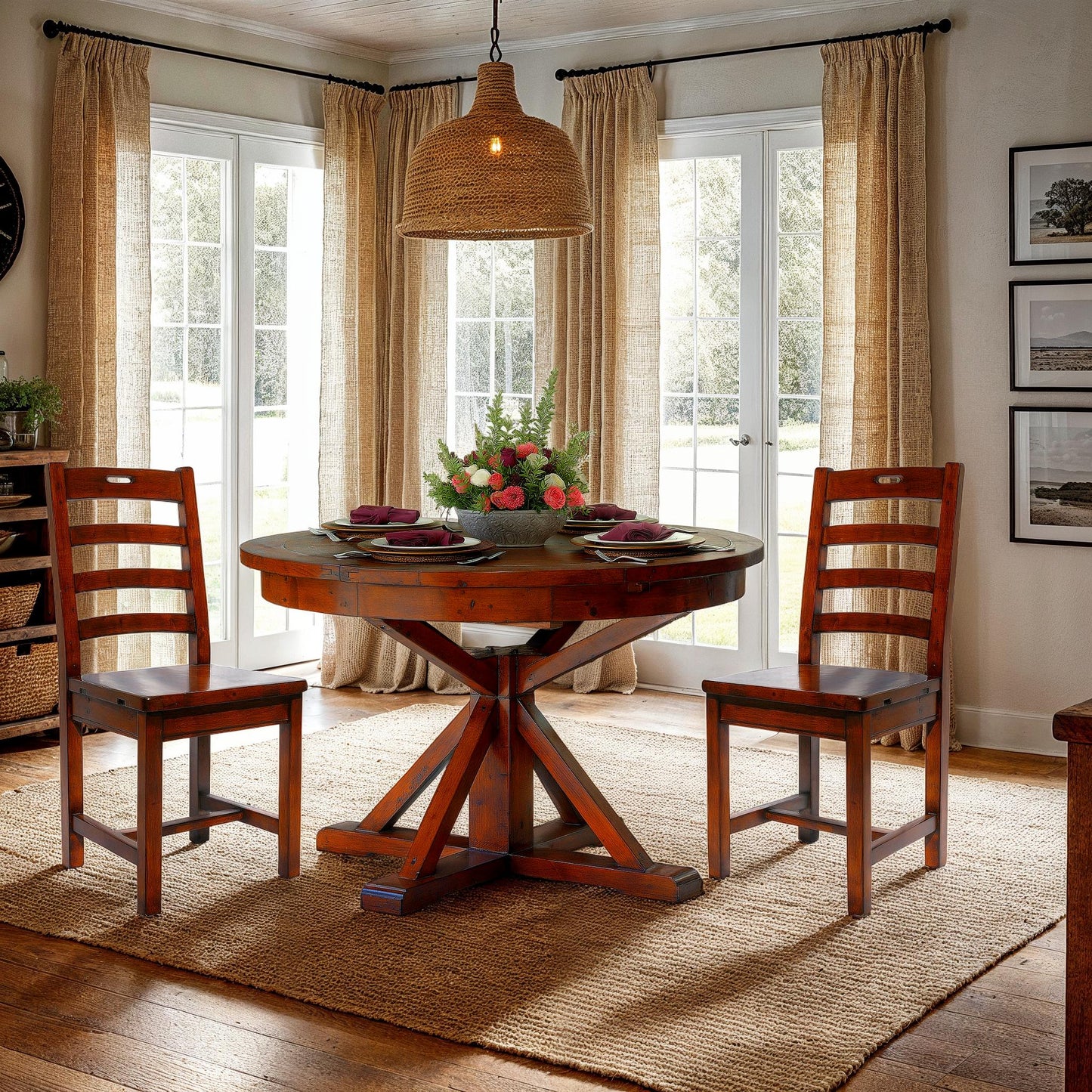 Irish Coast Extendable Round Dining Table-Dining Tables-LH Imports-LOOMLAN