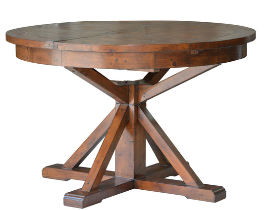 Irish Coast Extendable Round Dining Table-Dining Tables-LH Imports-Reddish Brown-LOOMLAN