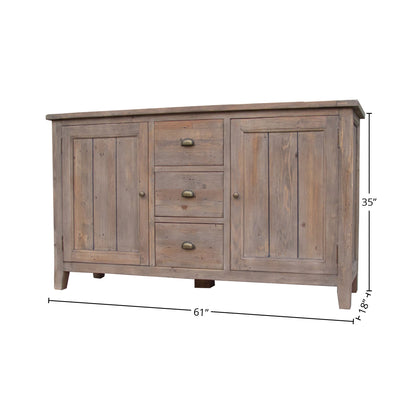 Irish Coast Three Drawers Wood Sideboard