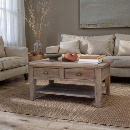 Irish Coast Two Drawers Wood Coffee Table
