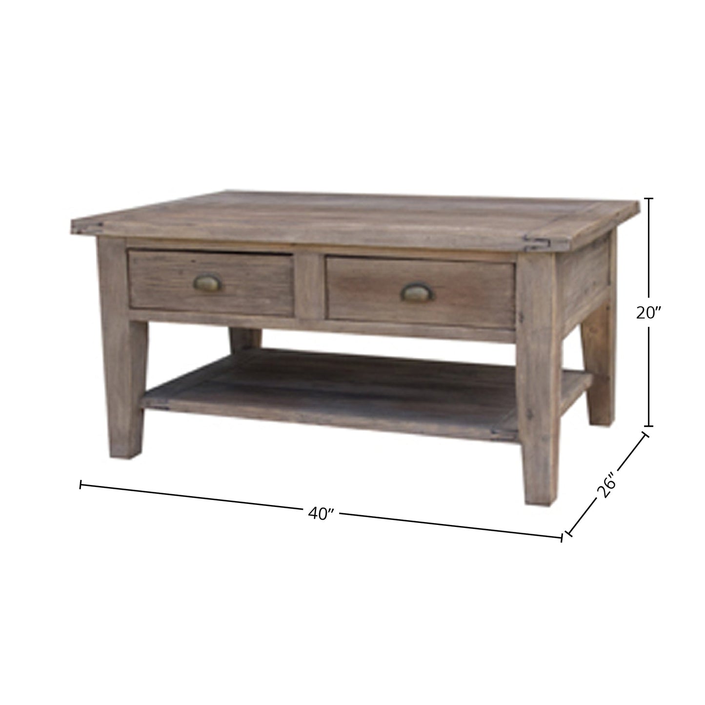Irish Coast Two Drawers Wood Coffee Table