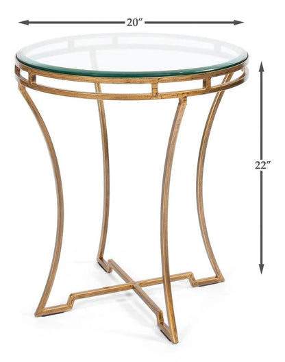 Iron Framed Round Side Table - LOOMLAN - Sarreid - Side Tables