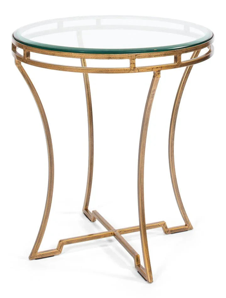 Iron Framed Round Side Table - LOOMLAN - Sarreid - Side Tables