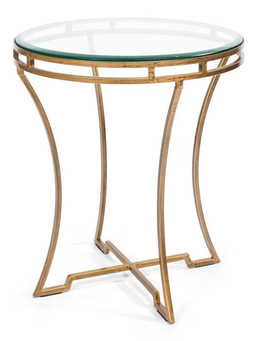 Iron Framed Round Side Table - LOOMLAN - Sarreid - Side Tables