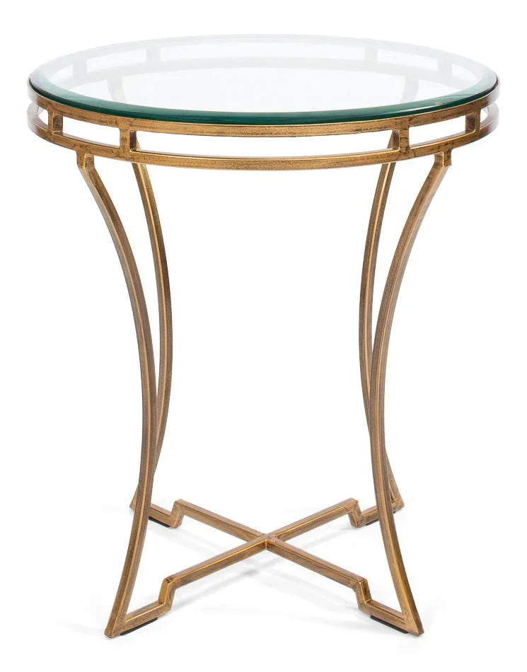 Iron Framed Round Side Table - LOOMLAN - Sarreid - Side Tables