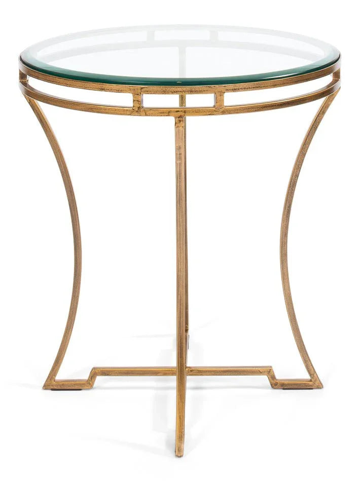 Iron Framed Round Side Table - LOOMLAN - Sarreid - Side Tables