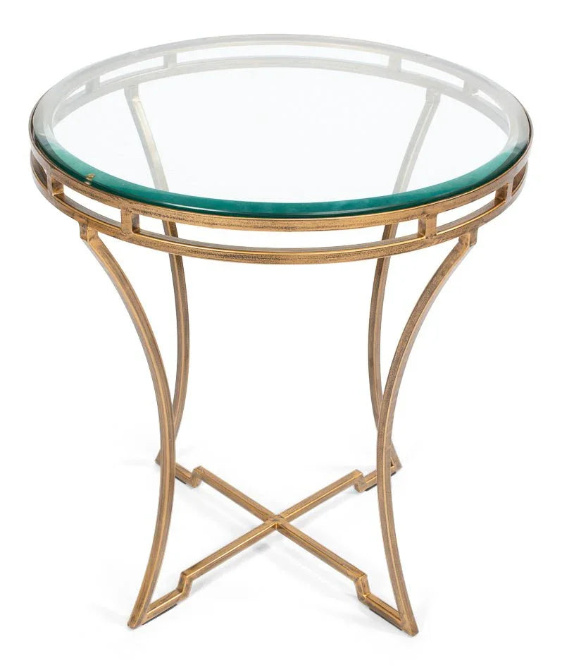 Iron Framed Round Side Table - LOOMLAN - Sarreid - Side Tables