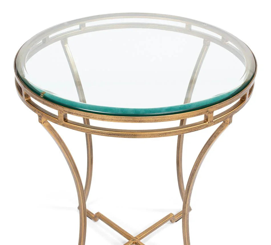 Iron Framed Round Side Table - LOOMLAN - Sarreid - Side Tables