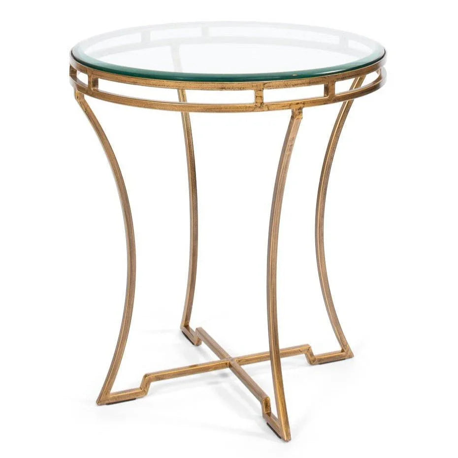 Iron Framed Round Side Table - LOOMLAN - Sarreid - Side Tables