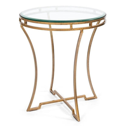 Iron Framed Round Side Table - LOOMLAN - Sarreid - Side Tables