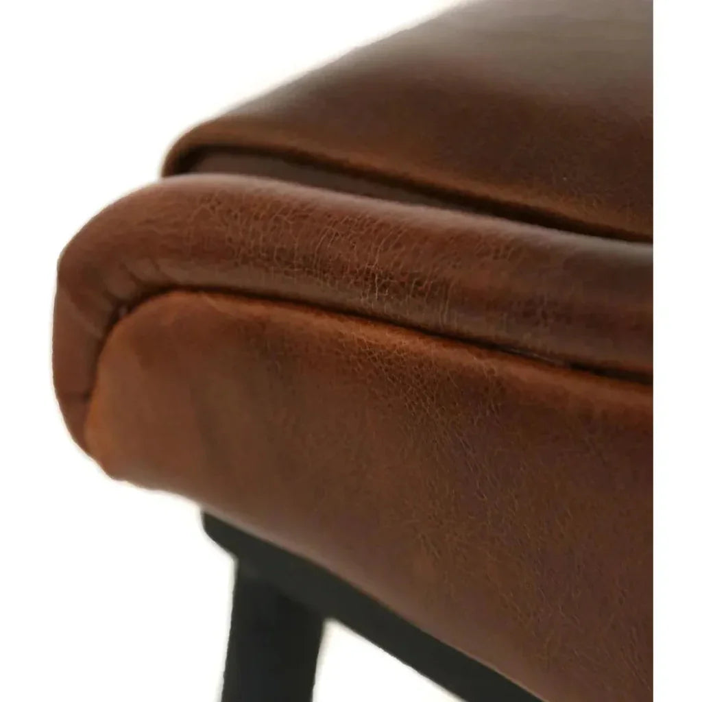 Iron Pipe Leather Bar Stool - LOOMLAN - Furniture Classics - Poufs and Stools