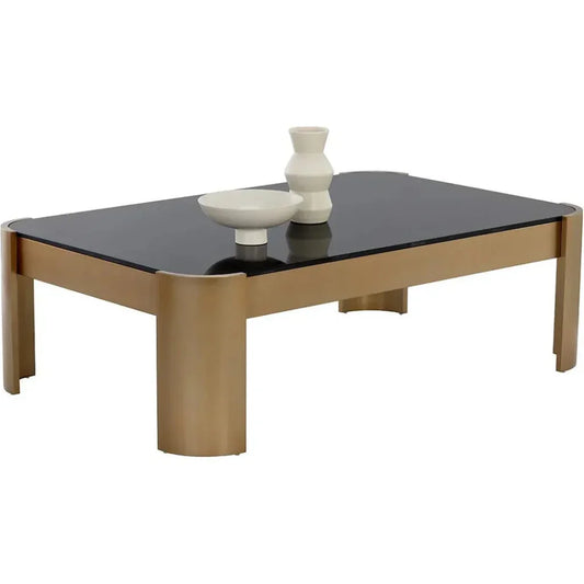 Irvine Coffee Table With d Glass & Gold Legs - LOOMLAN - SUNPAN - Coffee Tables