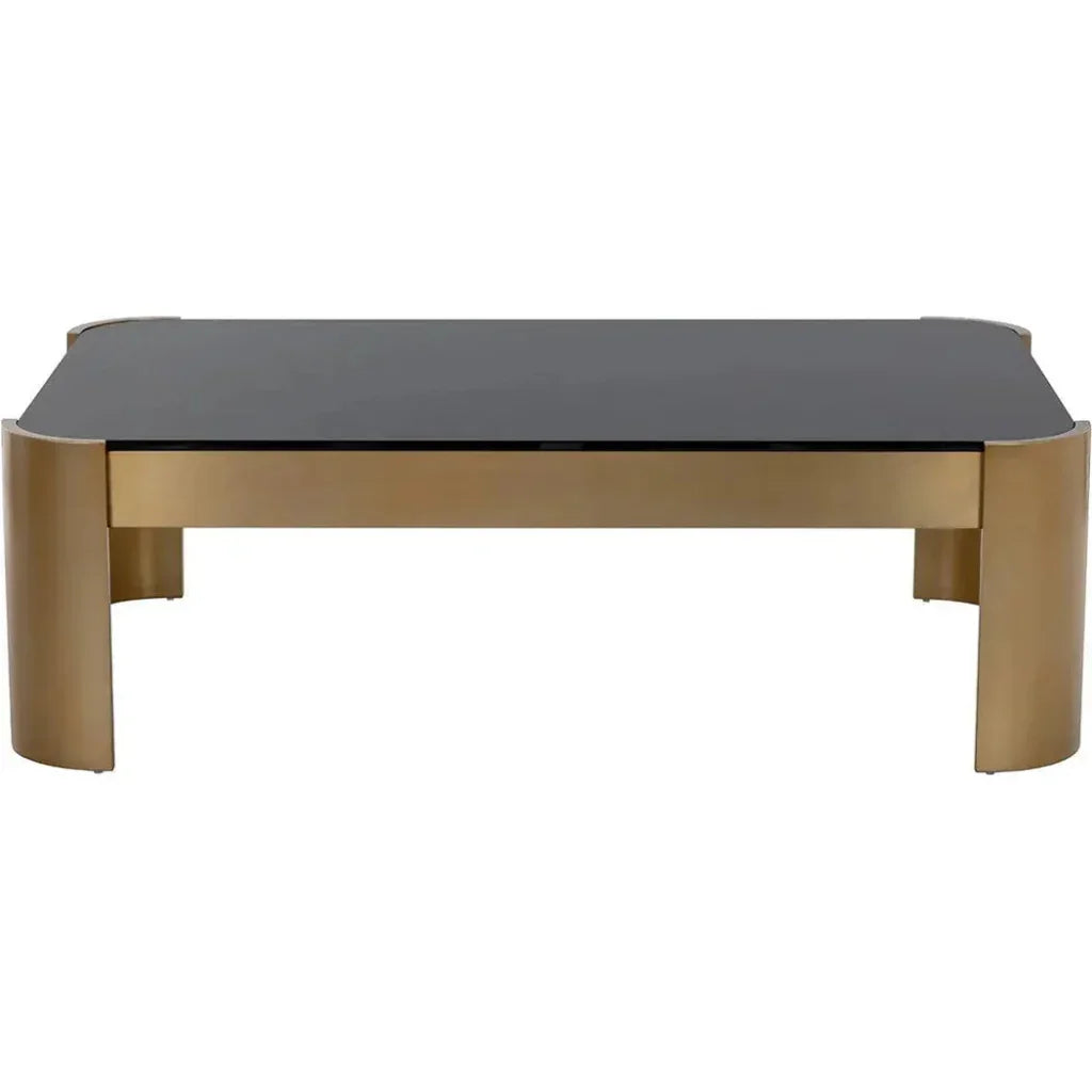 Irvine Coffee Table With d Glass & Gold Legs - LOOMLAN - SUNPAN - Coffee Tables