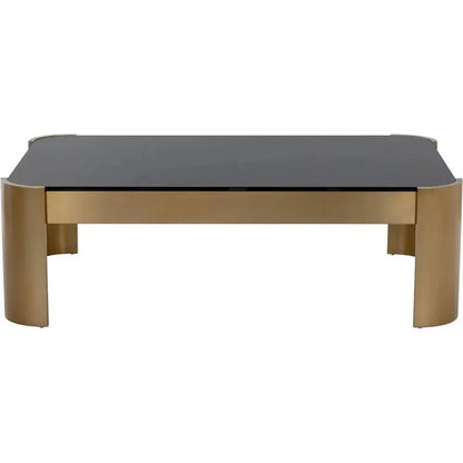 Irvine Coffee Table With d Glass & Gold Legs - LOOMLAN - SUNPAN - Coffee Tables