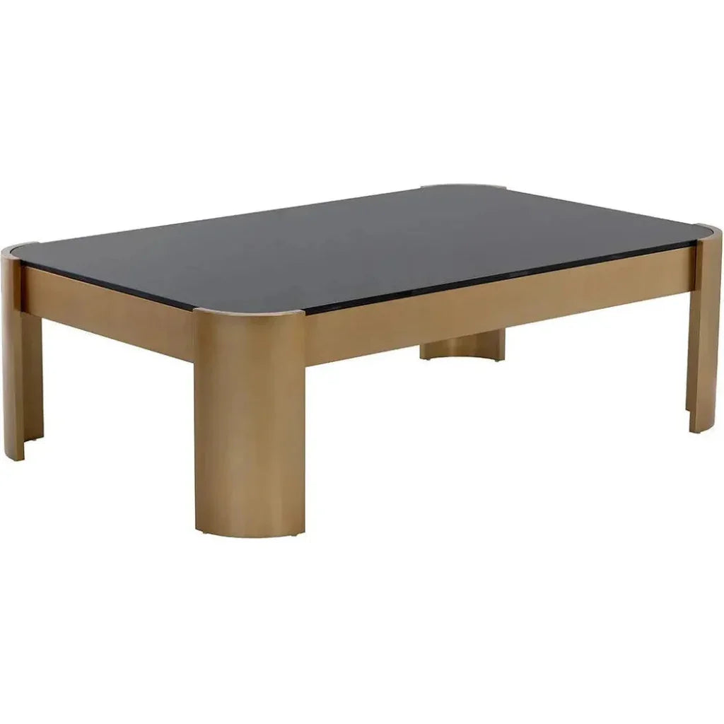 Irvine Coffee Table With d Glass & Gold Legs - LOOMLAN - SUNPAN - Coffee Tables