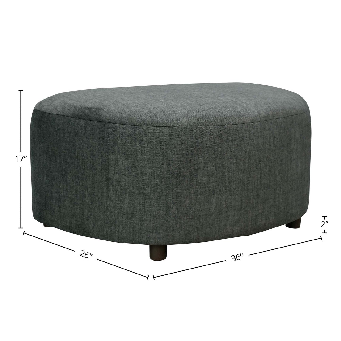 Isabella Dark Grey Fabric Modern Ottoman-Ottomans-LH Imports-LOOMLAN