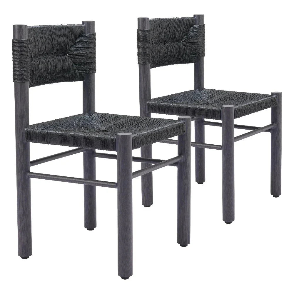 Iska Aluminum Black Armless Dining Chair 2PC-Outdoor Dining Chairs-Zuo Modern-LOOMLAN