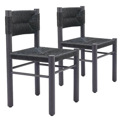 Iska Aluminum Black Armless Dining Chair 2PC-Outdoor Dining Chairs-Zuo Modern-LOOMLAN