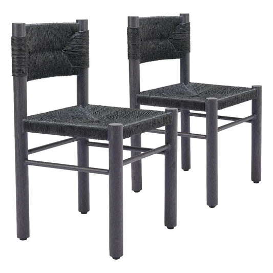 Iska Aluminum Black Armless Dining Chair 2PC-Outdoor Dining Chairs-Zuo Modern-LOOMLAN