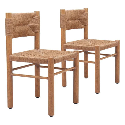 Iska Natural Wood Armless Dining Chair 2PC-Outdoor Dining Chairs-Zuo Modern-LOOMLAN