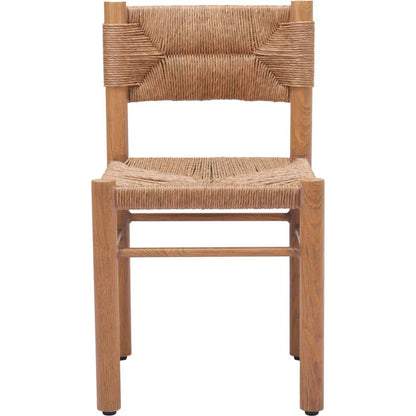 Iska Natural Wood Armless Dining Chair 2PC-Outdoor Dining Chairs-Zuo Modern-LOOMLAN