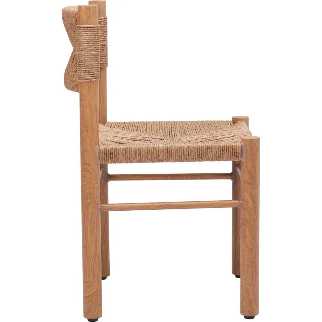 Iska Natural Wood Armless Dining Chair 2PC-Outdoor Dining Chairs-Zuo Modern-LOOMLAN
