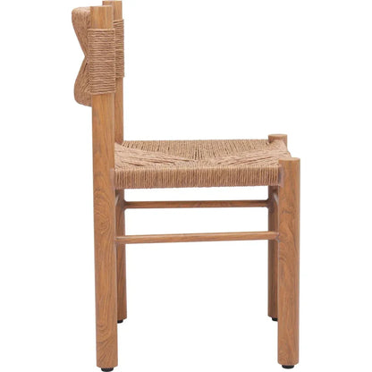 Iska Natural Wood Armless Dining Chair 2PC-Outdoor Dining Chairs-Zuo Modern-LOOMLAN